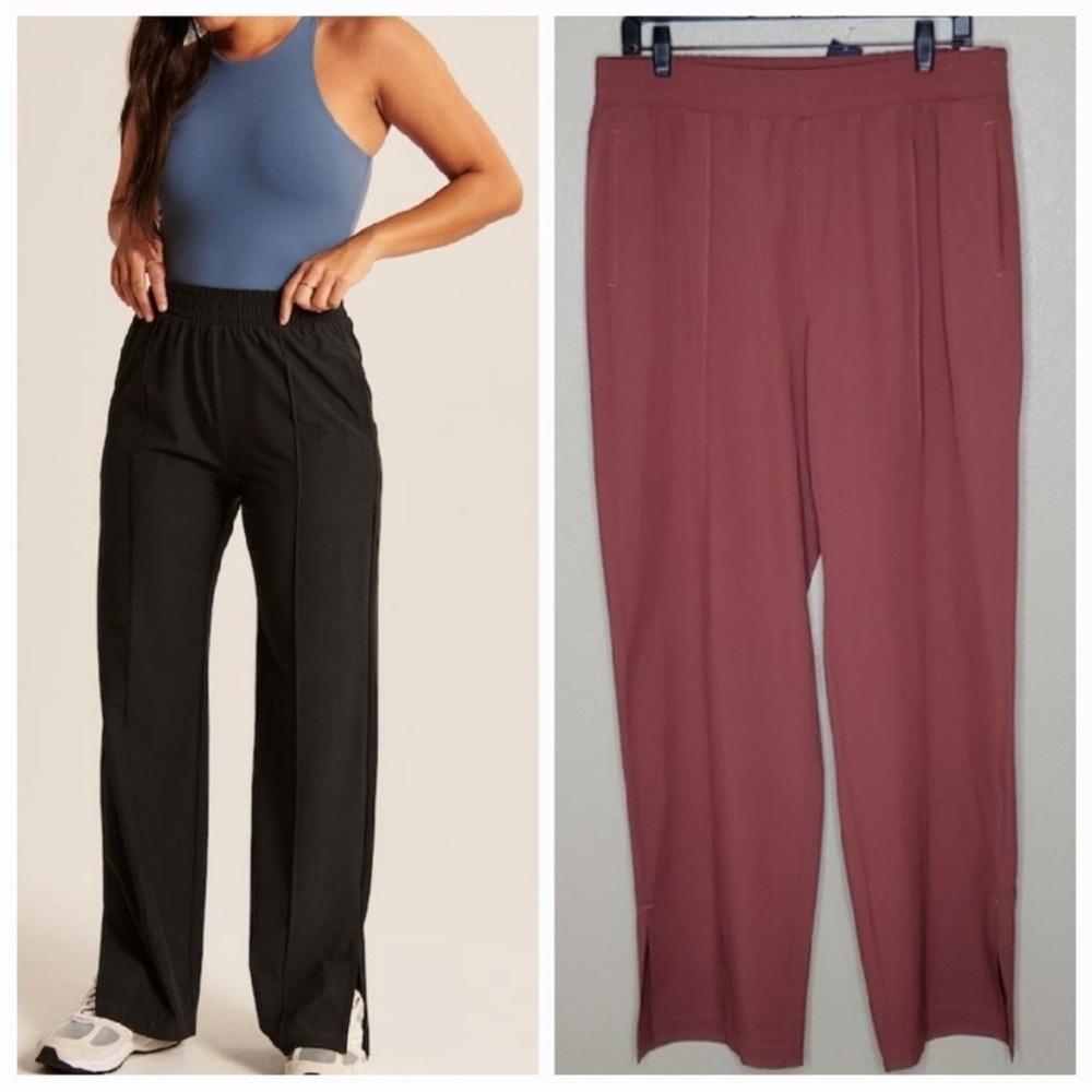 Abercrombie and Fitch Large Faded Rose Red Traveler Track Pants Split hem Sporty